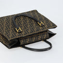 FENDI Zucca Canvas Hand Bag Black Brown Auth 154305-6