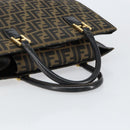 FENDI Zucca Canvas Hand Bag Black Brown Auth 154305-7