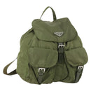 PRADA Backpack Nylon Green Silver Auth 154322-1