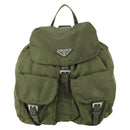 PRADA Backpack Nylon Green Silver Auth 154322-2