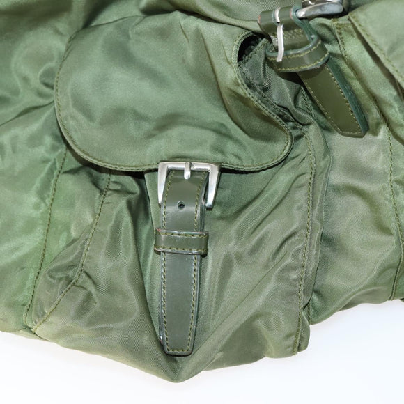 PRADA Backpack Nylon Green Silver Auth 154322