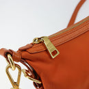 PRADA Shoulder Bag Nylon Orange Gold Auth 154323-10