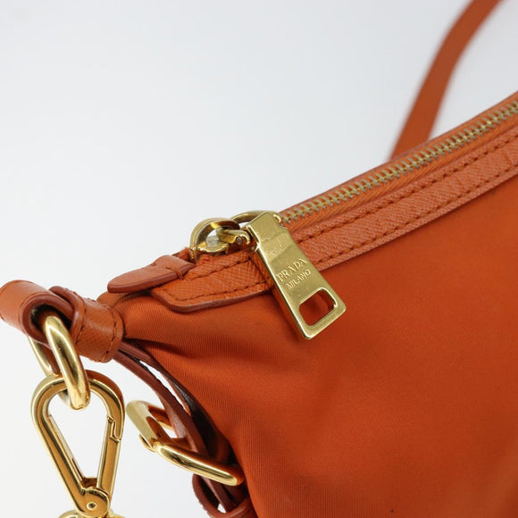 PRADA Shoulder Bag Nylon Orange Gold Auth 154323
