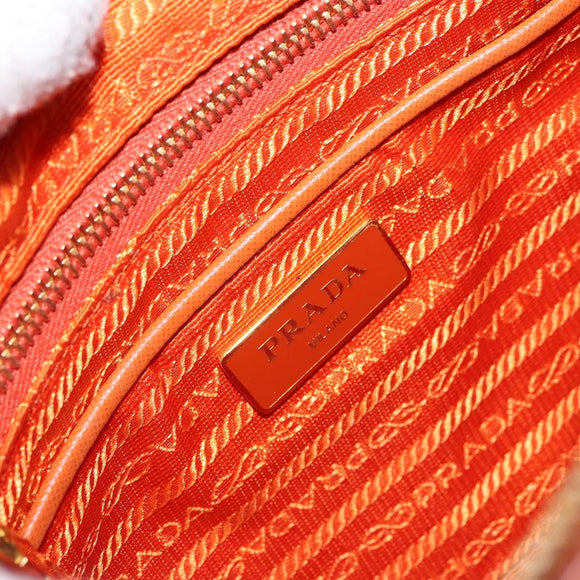 PRADA Shoulder Bag Nylon Orange Gold Auth 154323