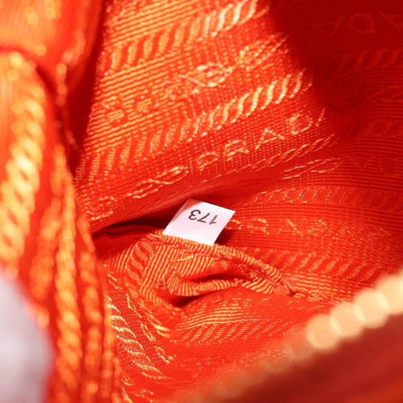 PRADA Shoulder Bag Nylon Orange Gold Auth 154323