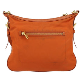 PRADA Shoulder Bag Nylon Orange Gold Auth 154323 - 0