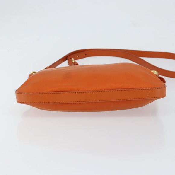 PRADA Shoulder Bag Nylon Orange Gold Auth 154323
