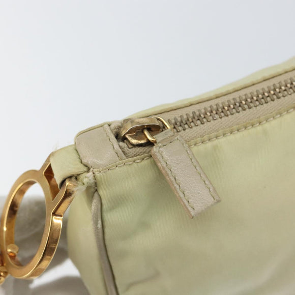 PRADA Shoulder Bag Nylon Ivory Gold Auth 154324
