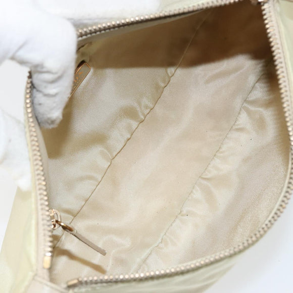 PRADA Shoulder Bag Nylon Ivory Gold Auth 154324