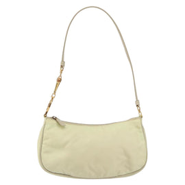 PRADA Shoulder Bag Nylon Ivory Gold Auth 154324 - 0