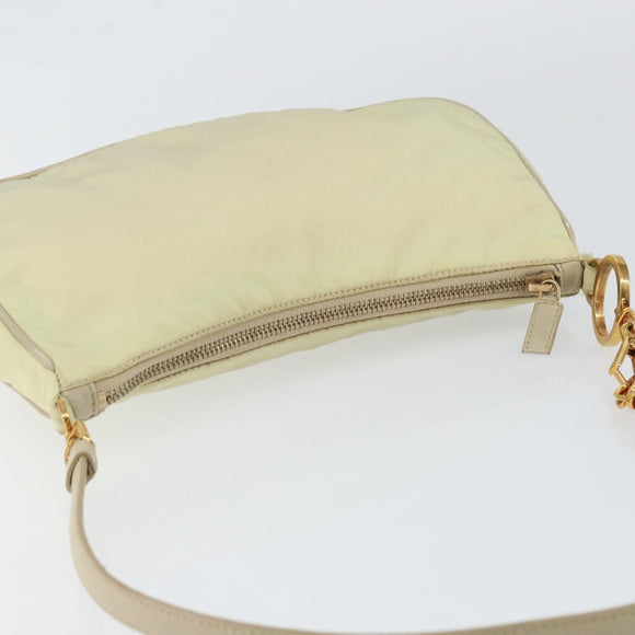 PRADA Shoulder Bag Nylon Ivory Gold Auth 154324