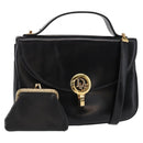 Christian Dior Hand Bag Leather 2way Black Gold Auth 154326V-1
