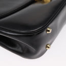 Christian Dior Hand Bag Leather 2way Black Gold Auth 154326V-15
