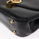 Christian Dior Hand Bag Leather 2way Black Gold Auth 154326V-16
