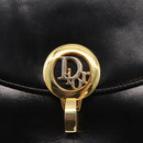 Christian Dior Hand Bag Leather 2way Black Gold Auth 154326V-19