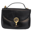 Christian Dior Hand Bag Leather 2way Black Gold Auth 154326V-13
