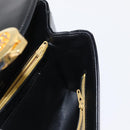 Christian Dior Hand Bag Leather 2way Black Gold Auth 154326V-20