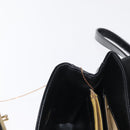 Christian Dior Hand Bag Leather 2way Black Gold Auth 154326V-21