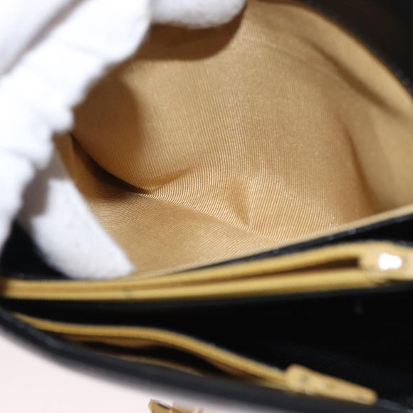 Christian Dior Hand Bag Leather 2way Black Gold Auth 154326V