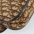 Christian Dior Trotter Canvas Shoulder Bag Brown Gold Auth 154327-13