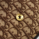 Christian Dior Trotter Canvas Shoulder Bag Brown Gold Auth 154327-16