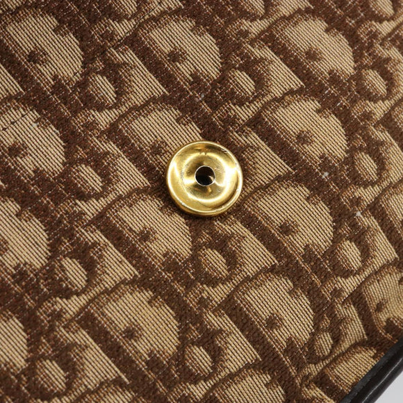 Christian Dior Trotter Canvas Shoulder Bag Brown Gold Auth 154327