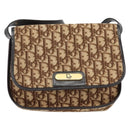Christian Dior Trotter Canvas Shoulder Bag Brown Gold Auth 154327-2