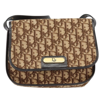 Christian Dior Trotter Canvas Shoulder Bag Brown Gold Auth 154327 - 0