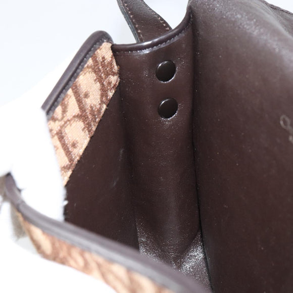 Christian Dior Trotter Canvas Shoulder Bag Brown Gold Auth 154327