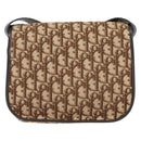Christian Dior Trotter Canvas Shoulder Bag Brown Gold Auth 154327-3