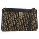 Christian Dior Trotter Canvas Shoulder Bag Navy Gold Auth 154328-1