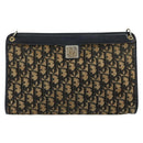 Christian Dior Trotter Canvas Shoulder Bag Navy Gold Auth 154328-13