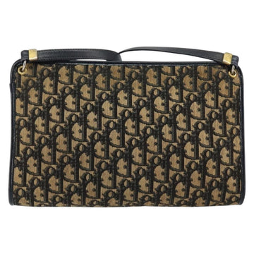 Christian Dior Trotter Canvas Shoulder Bag Navy Gold Auth 154328 - 0