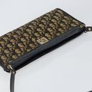 Christian Dior Trotter Canvas Shoulder Bag Navy Gold Auth 154328-6