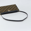 Christian Dior Trotter Canvas Shoulder Bag Navy Gold Auth 154328-7