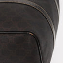 FENDI Zucchino Canvas Boston Bag PVC Dark Brown Gold 193603 Auth 154330-10