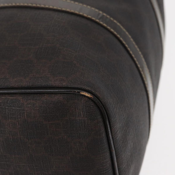 FENDI Zucchino Canvas Boston Bag PVC Dark Brown Gold 193603 Auth 154330