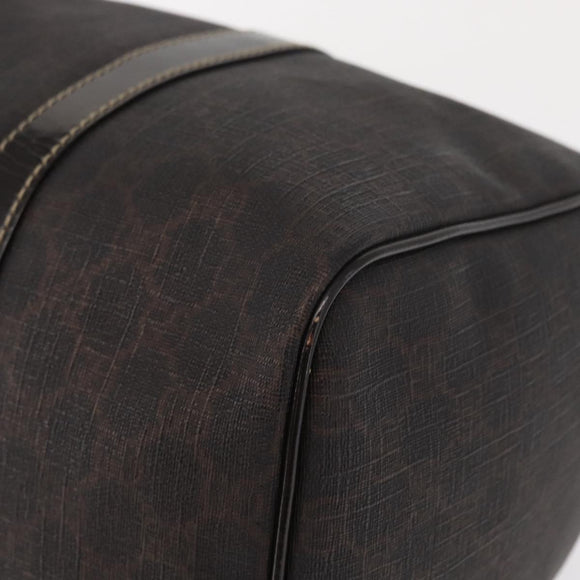 FENDI Zucchino Canvas Boston Bag PVC Dark Brown Gold 193603 Auth 154330