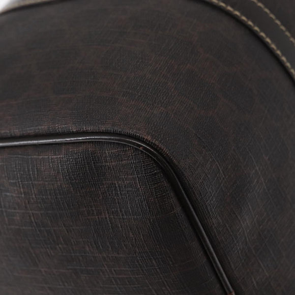 FENDI Zucchino Canvas Boston Bag PVC Dark Brown Gold 193603 Auth 154330