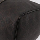 FENDI Zucchino Canvas Boston Bag PVC Dark Brown Gold 193603 Auth 154330-13