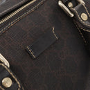 FENDI Zucchino Canvas Boston Bag PVC Dark Brown Gold 193603 Auth 154330-15