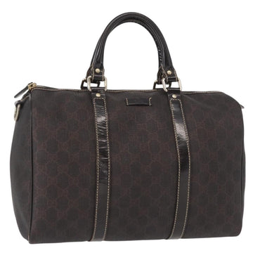 FENDI Zucchino Canvas Boston Bag PVC Dark Brown Gold 193603 Auth 154330