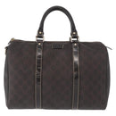 FENDI Zucchino Canvas Boston Bag PVC Dark Brown Gold 193603 Auth 154330-2