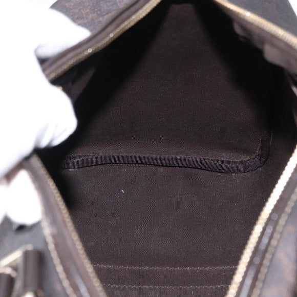 FENDI Zucchino Canvas Boston Bag PVC Dark Brown Gold 193603 Auth 154330