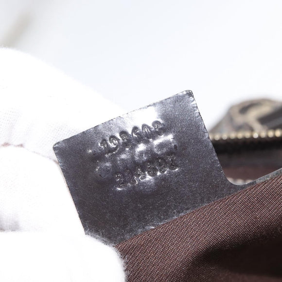FENDI Zucchino Canvas Boston Bag PVC Dark Brown Gold 193603 Auth 154330