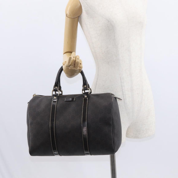 FENDI Zucchino Canvas Boston Bag PVC Dark Brown Gold 193603 Auth 154330