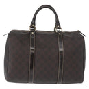 FENDI Zucchino Canvas Boston Bag PVC Dark Brown Gold 193603 Auth 154330-3