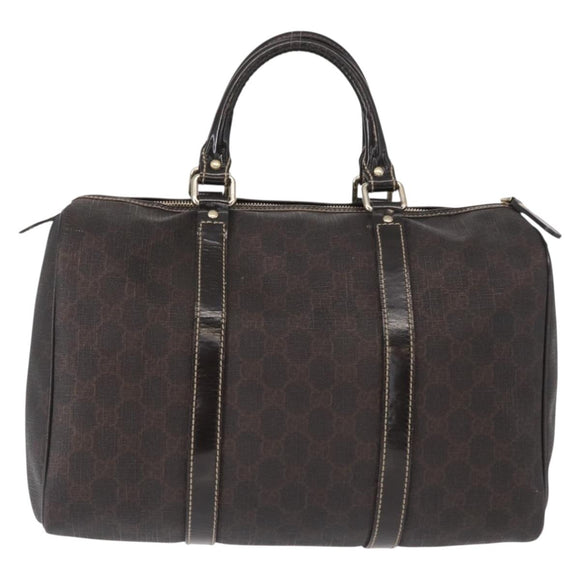 FENDI Zucchino Canvas Boston Bag PVC Dark Brown Gold 193603 Auth 154330