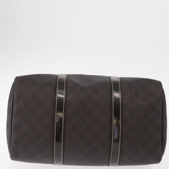 FENDI Zucchino Canvas Boston Bag PVC Dark Brown Gold 193603 Auth 154330