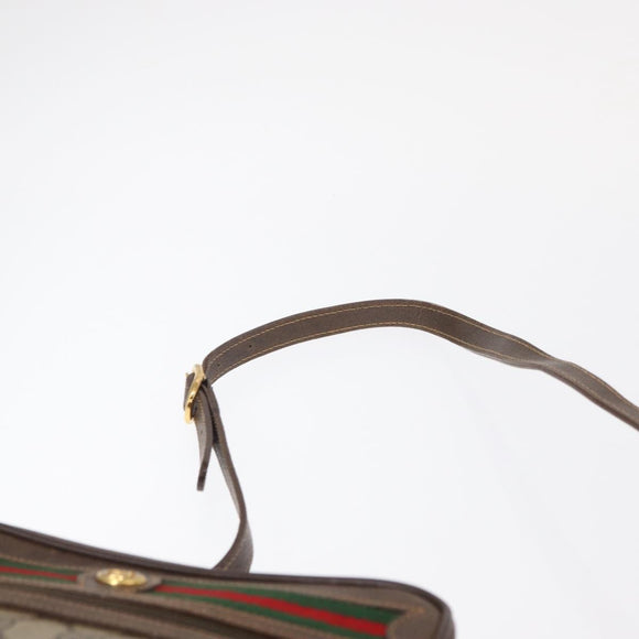 GUCCI GG Supreme Web Sherry Line Bag PVC Beige Gold 56 02 087 Auth 154331